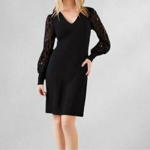 Karen Kane Dress XL Black Lace Sleeve Jersey Midi Business Party Formal 11/3